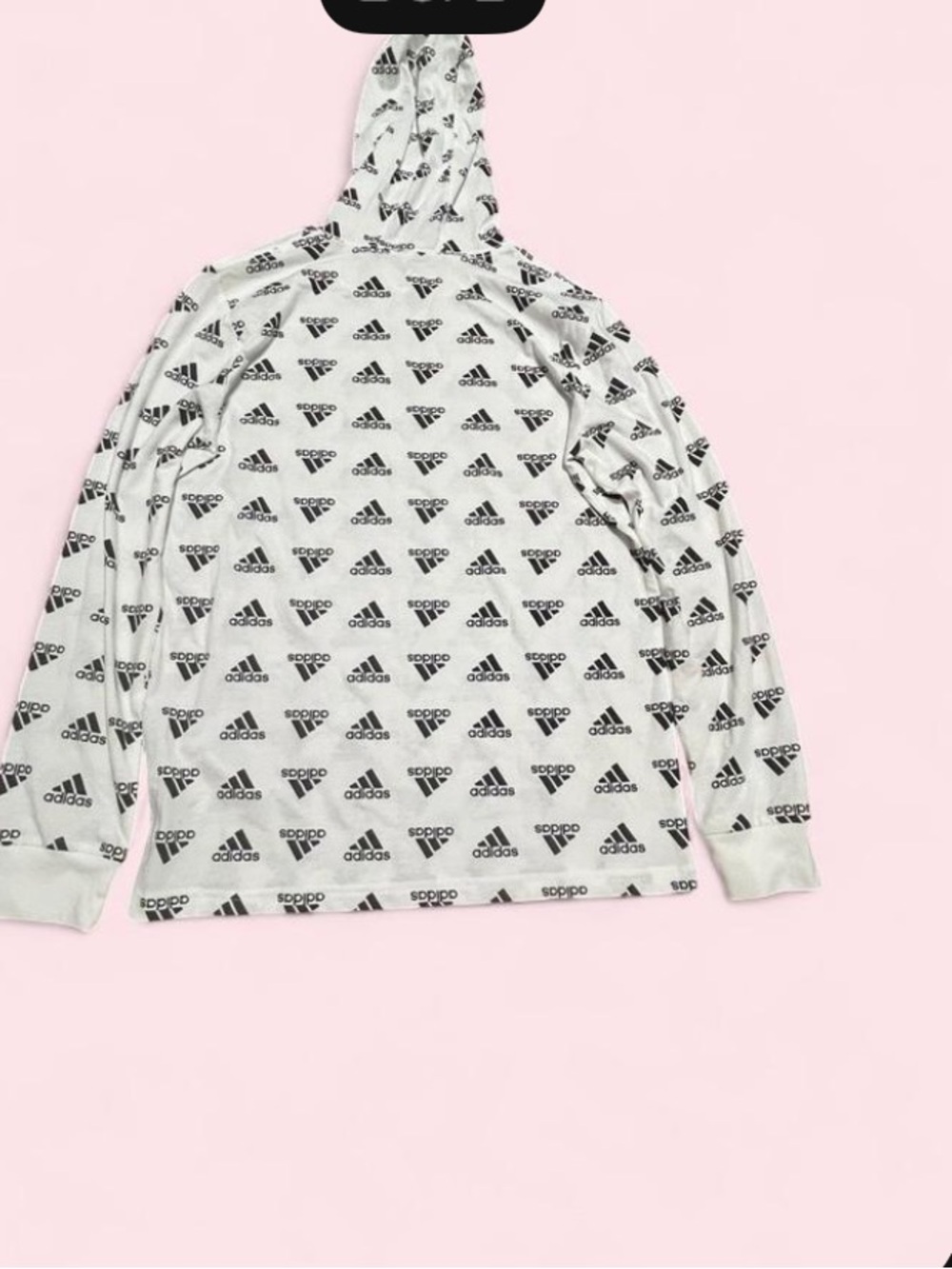 adidas White Hoodie with Black All-Over Logo Print